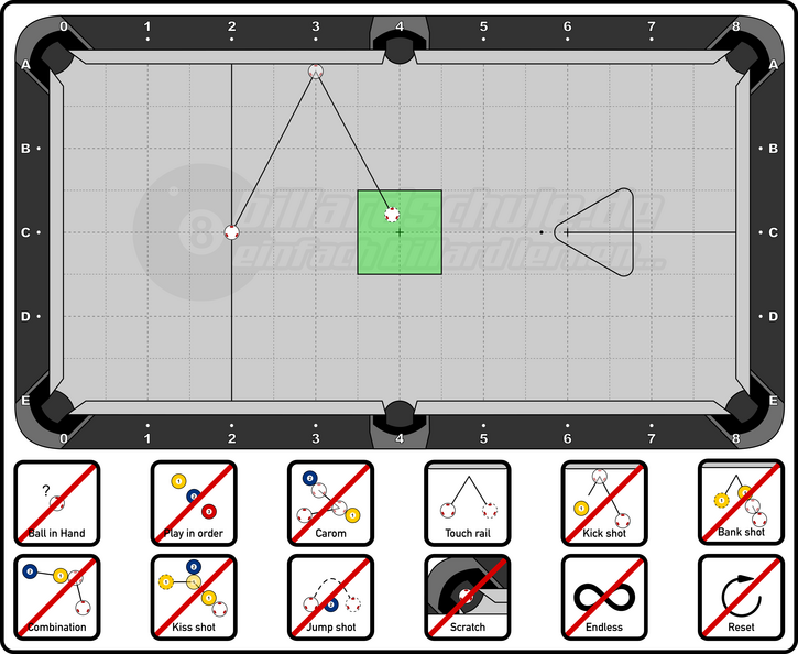 Pool Billiard - Speed Control - Speed 0,5 - with 1x1 square